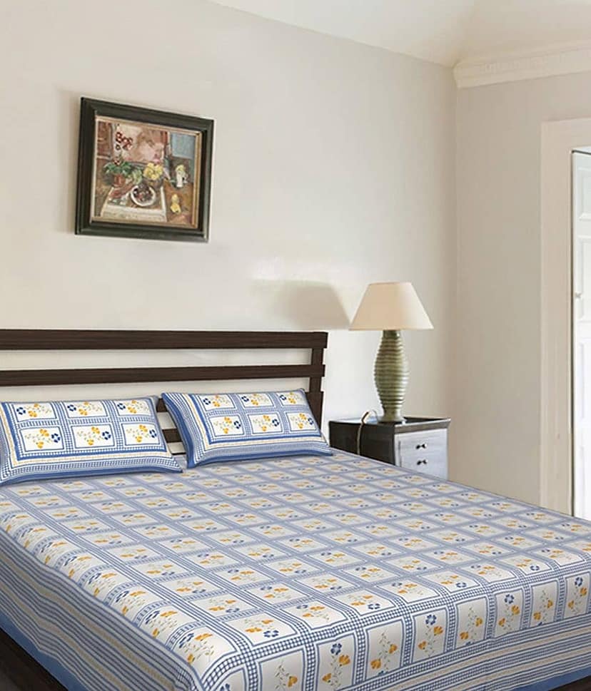 Uniqchoice Cotton King Bedsheet ( Blue )