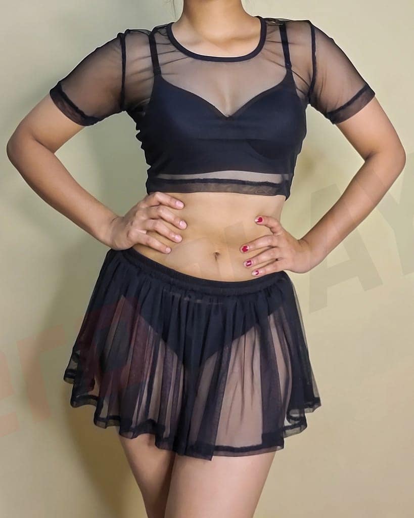 Girls and Women Casual, Beach, Swim, Honeymoon and Club Wear Transparent Black See Through Micro Skirt view 4