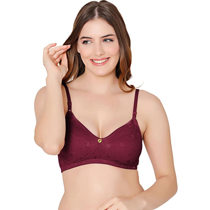 Bodycare nylon spandex wirefree adjustable straps designer net seamless non padded bra-6537NAV