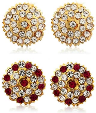 Vighnaharta Traditional South Culture Alloy Gold Plated Stud Earring Combo set ( Pack of- 2 Pair Earrings)
