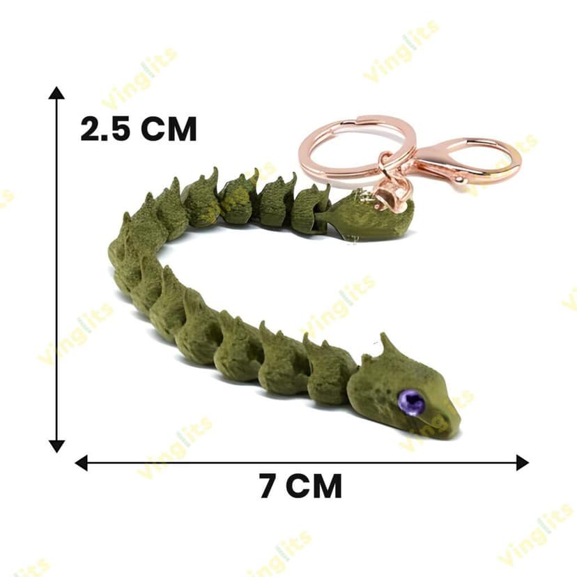 Vinglits Fantasy Shelf 3D Printed Keychains – Articulated Animal Toys, Pocket-Friendly Keyrings, Stress Relief Desk Toys for Kids & Adults, Collectible Accessories (Basilisk - Twisty, Medium) view 4