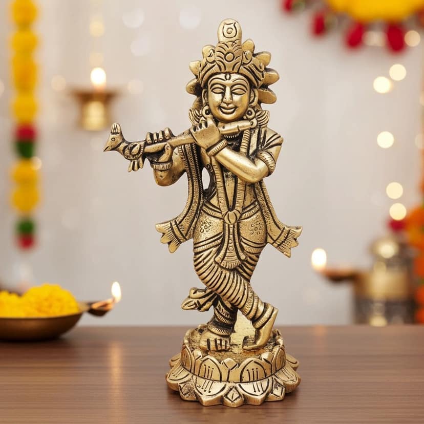 Brass Showpiece Krishna Statue (BSMAS1264 K)