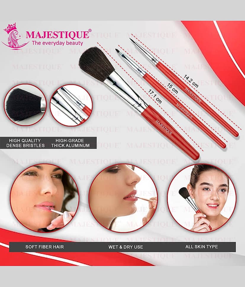 Majestique Lip Liner, Lip Filler and Blush Brush Perfect Makeup Brush Set, 3Pcs (Multicolor) view 2