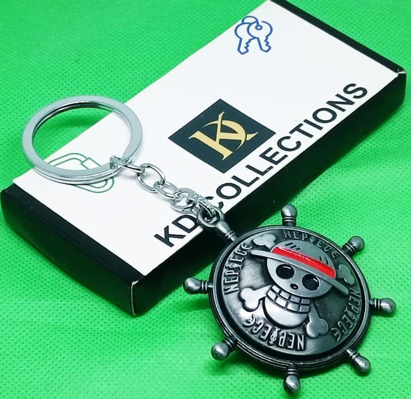 KD COLLECTIONS Anime Skull Ship Steering Wheel Revolving Rotating Keychain – Grey color – Pack of 1 Keychain view 2