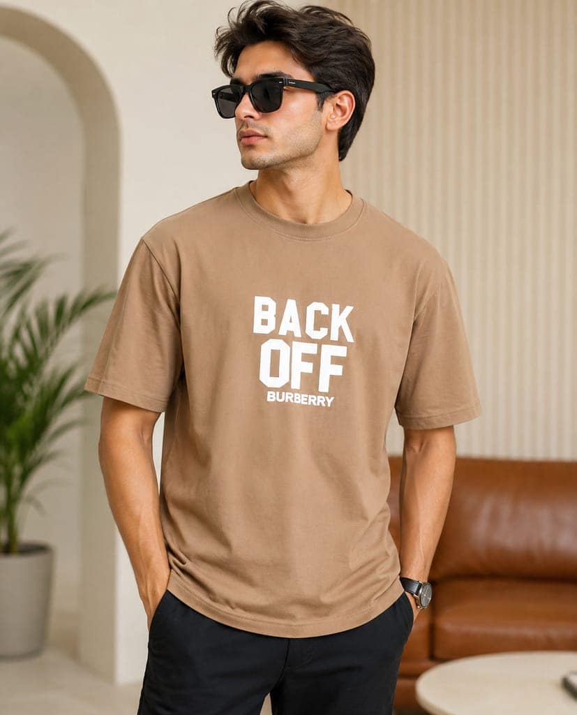 Men's front and back printed cotton halfsleeves round neck tshirt view 4