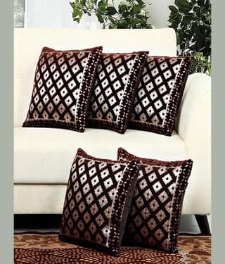 BELLA TRUE Set of 5 Velvet Cushion Covers 40X40 cm (16X16)