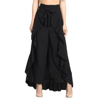 FASHO LIFE Women Reyon Creap Black raffal Plazoo
