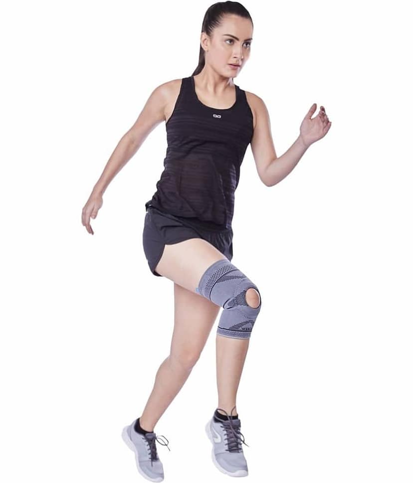 Vissco Knee Cap With Open Patella |Ideal mild support to reduce pressure on patella & provide Pain Relief - Color - Grey (Single Piece) - XXL