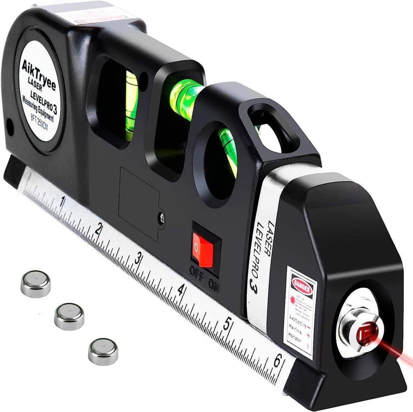 Laser Level Line Tool, Multipurpose Laser Level Kit Standard Cross Line Laser leveler Beam Tool with Metric Rulers 8ft/2.5M for Picture Hanging cabinets Tile Walls by SWAMINE.