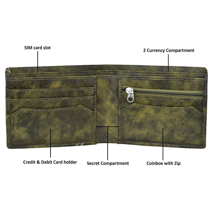 3D Emboss Dots Bi-Fold Premium Faux Leather 4 ATM Card Slots Wallet for Men-B view 4