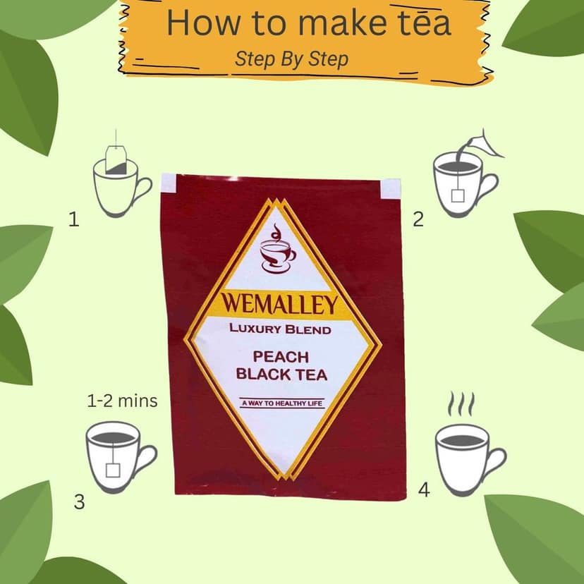 Wemalley Organic Peach Flavored Black Tea Teabags 40 grams| Boosts Heart & Gut Health| Lowers Blood Sugar Level & bad cholesterol| 0% Bitterness| 20 Teabags view 4