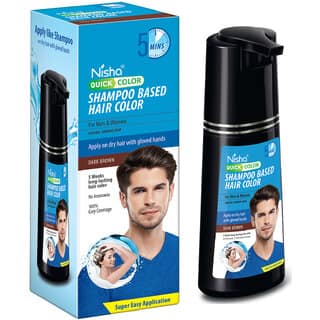 Nisha Quick Color Shampoo Hair Color,100 Grey Coverage,For Men Women, Dark Brown , 180ml