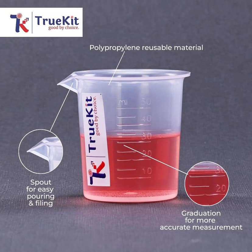 TRUEKIT Transparent Plastic Measuring Beaker with Graduation Marks (Pack of 4) view 2