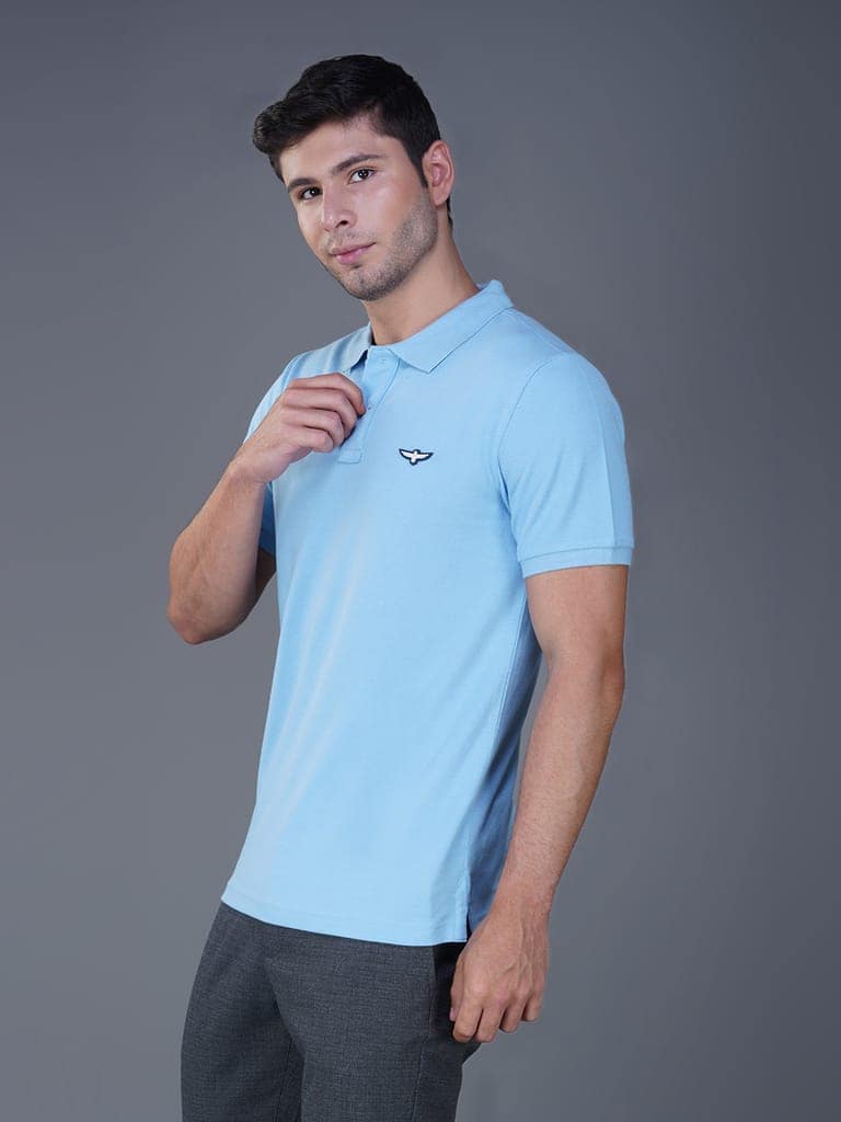 Solid Polo Shirt - AIRY BLUE view 7