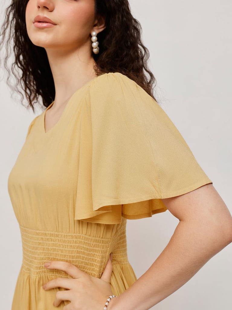 Flounce Midi Summer Dress Yellow view 5