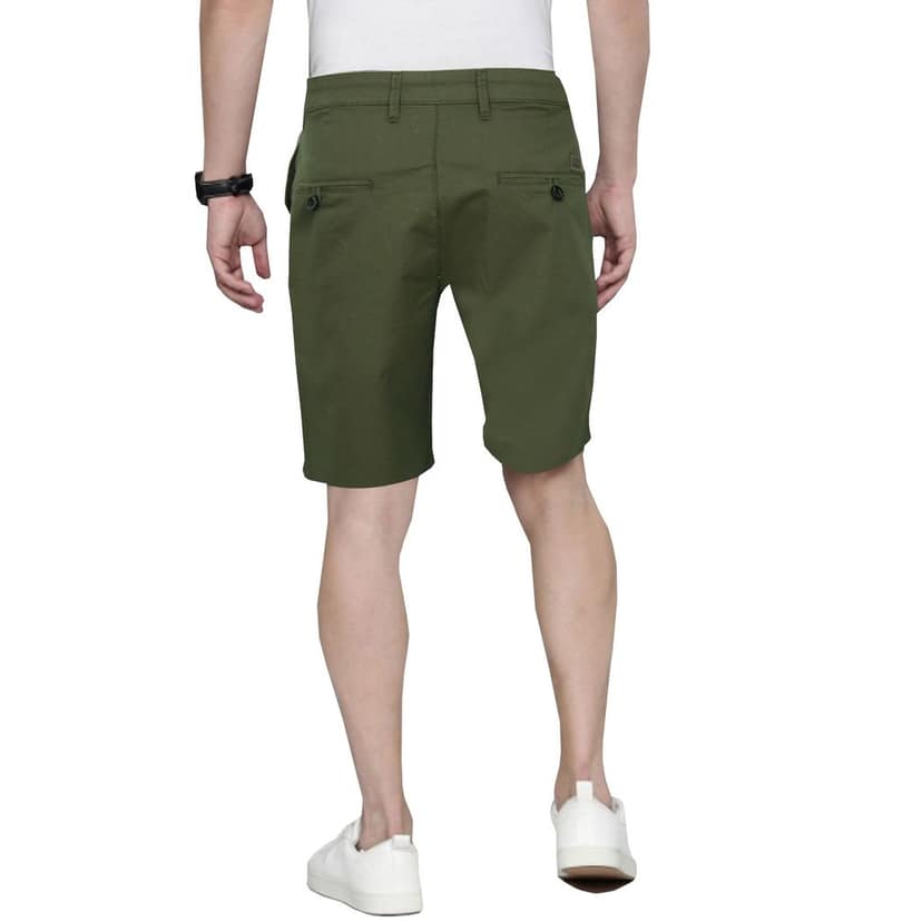 Cotton Green Solid Shorts view 5