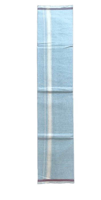 Blue Cotton Pancha with White Border - Traditional Wear for Men view 3