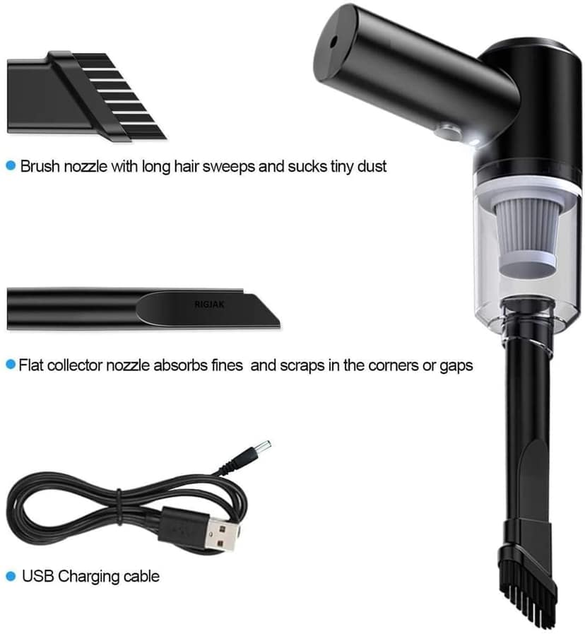 Portable Handheld Vacuum Cleaner | Mini Cordless USB Rechargeable Vacuum Cleaner for Car, Home & Office view 3