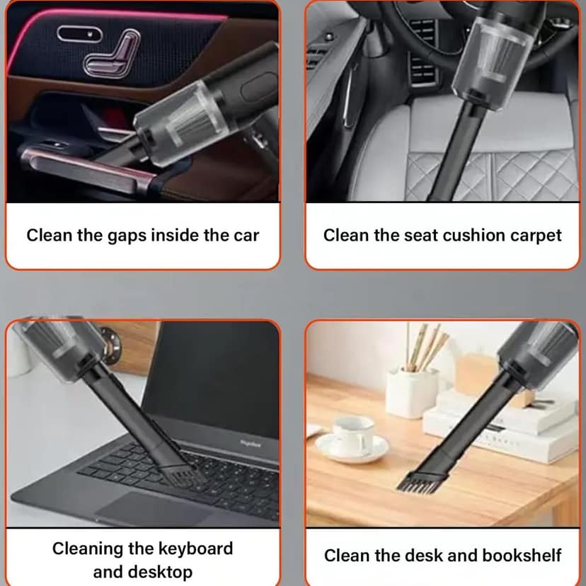 Portable Handheld Vacuum Cleaner | Mini Cordless USB Rechargeable Vacuum Cleaner for Car, Home & Office view 4
