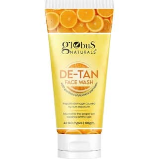 Globus Naturals De-Tan Face Wash with Neem & Aloe Vera (100 ml) - Tan Removal, Oil Control & Anti-Pollution Cleanser