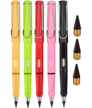 Everlasting Pencil With Eraser, Forever Pencil - Inkless Pen, Infinite Pencil set of 5