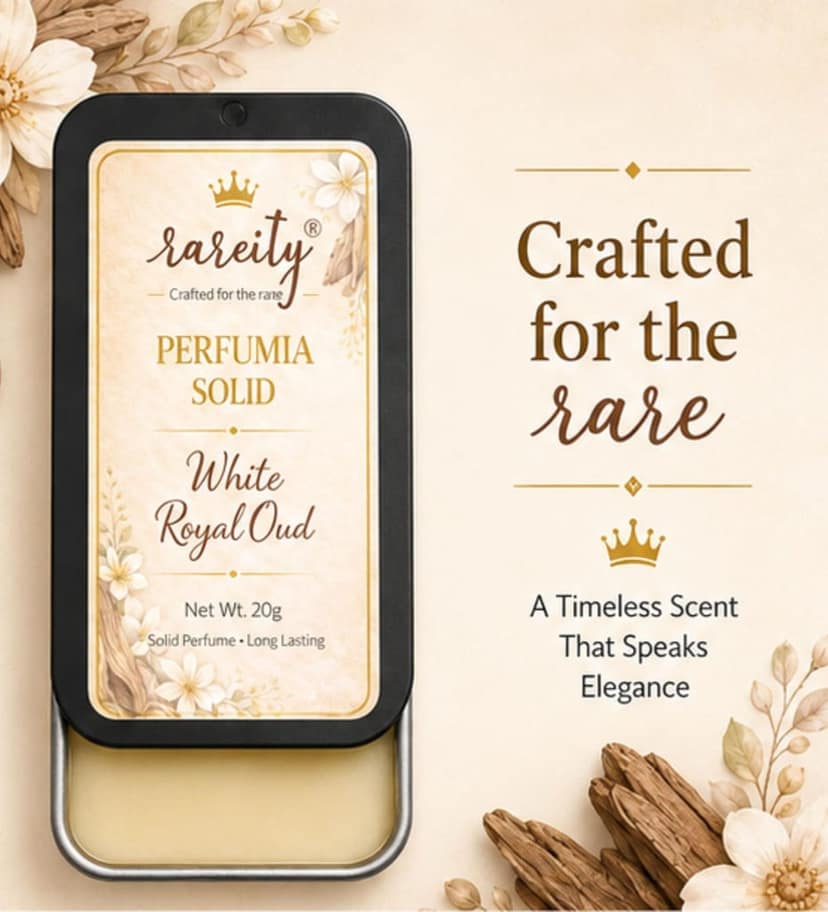 Rareity Solid Perfume – White Royal Oud Fragrance | Luxury Oud Long Lasting Balm Perfume | Pocket Perfume | Alcohol-Free | 20g| Travel-Friendly view 2