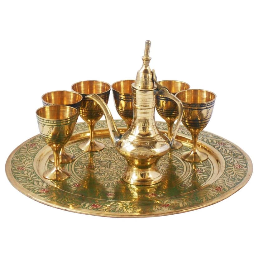 Brass Mini Wine Set With 6 Glass + Surahi | Vintage Playing Toy, Height : 0.5 Inch (ZMAS346 C) view 3