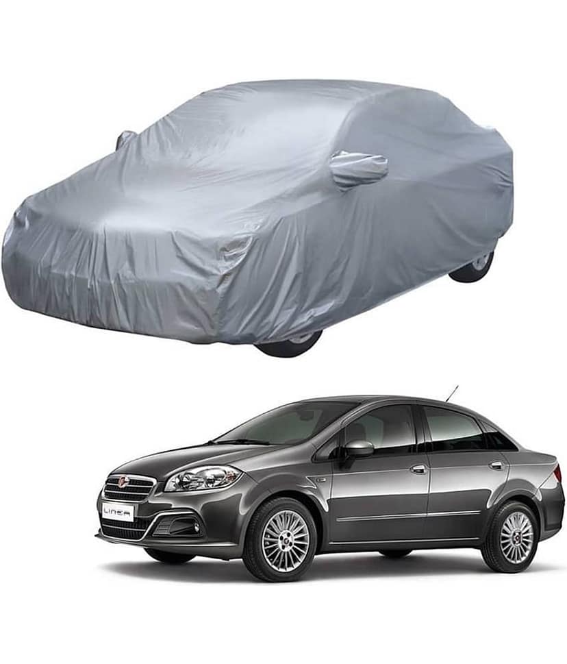 Autoretail Silver Color Dust Proof Car Body Polyster Cover With Mirror Pocket Polyster For Fiat Linea
