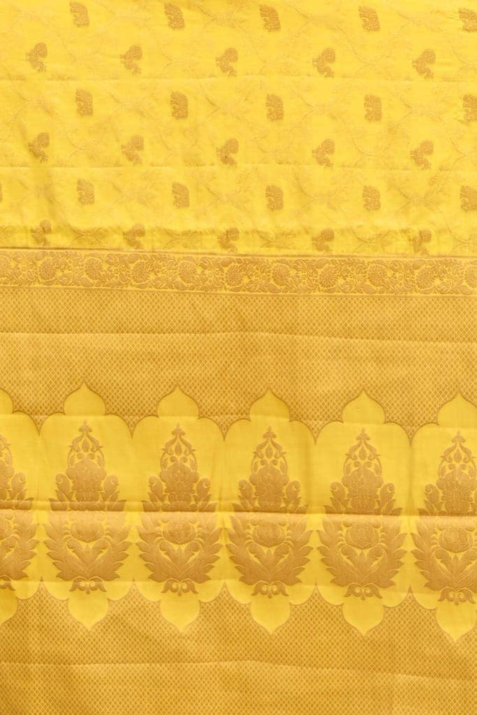 Yellow Semi Silk Saree With Jaal Work and Modish Design view 4
