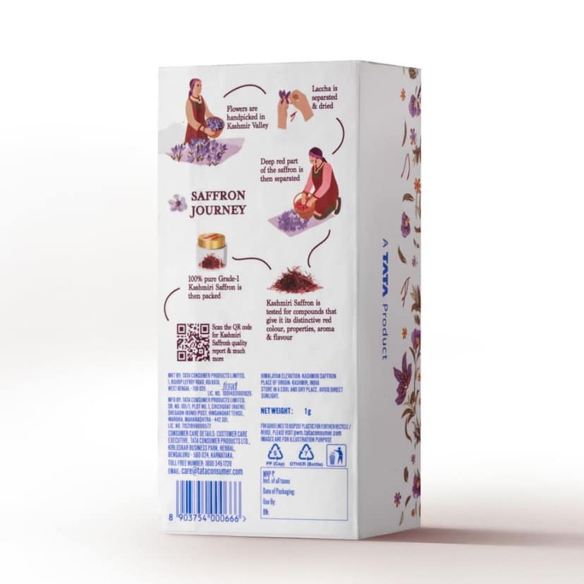 Himalayan Elevation Original Kashmiri Saffron/Kesar, 1 Gram, A TATA product, Certified Grade-1 Pure Kashmiri Kesar, Food & Pooja view 6
