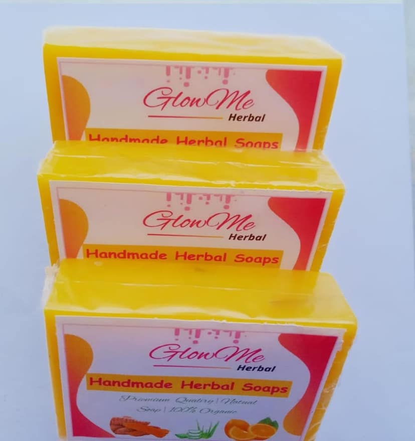 GlowMe Natural Organic Handmade Turmeric Soaps Face and Bath Soap (For Skin Brightening, Moisturising,Smoothening,Deep Cleansing|SLS and Paraben Free| Promotes Even Skin Tone view 2