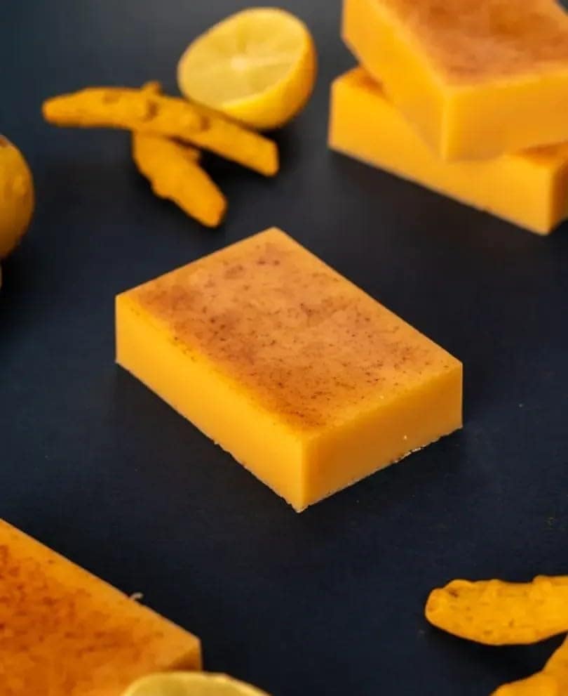 GlowMe Natural Organic Handmade Turmeric Soaps Face and Bath Soap (For Skin Brightening, Moisturising,Smoothening,Deep Cleansing|SLS and Paraben Free| Promotes Even Skin Tone view 3