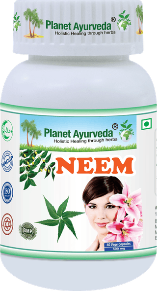 Planet Ayurveda Neem Capsules - 60 Count, 500mg - Supports Healthy Skin and Immune System - 100% Natural and Vegan