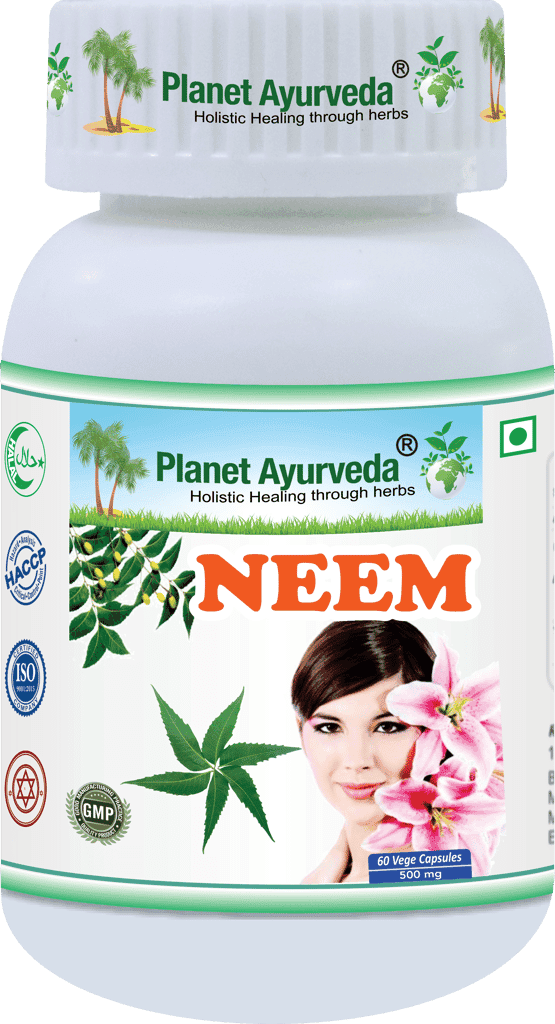 Planet Ayurveda Neem Capsules - 60 Count, 500mg - Supports Healthy Skin and Immune System - 100% Natural and Vegan