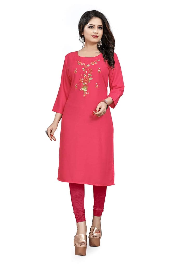 STYLEOO Rayon Embroidered Kurta/kurties for Women and Girls Pack of 4,DARK BLUE, RANI, MAROON & PINK (M, L, XL, XXL) view 5