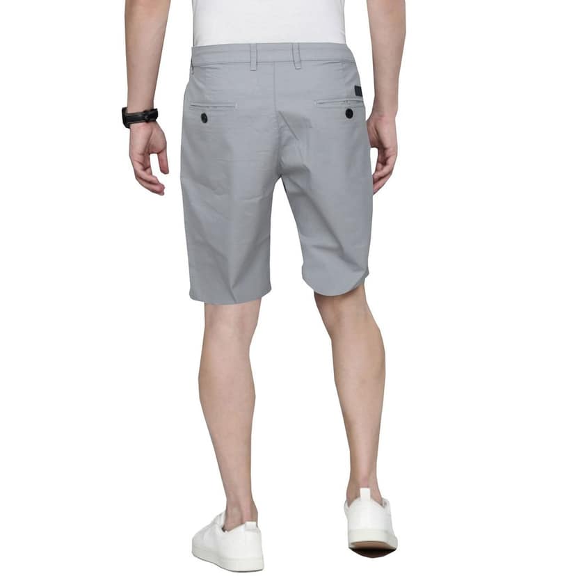 Cotton Grey Solid Shorts view 3
