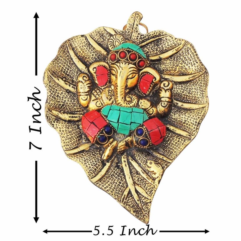 Aluminium Showpiece Stone Patta Ganesh Statue (ASMAS429 G) view 2