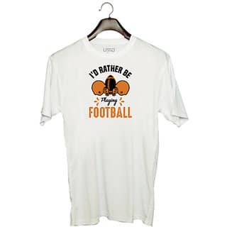 UDNAG Unisex Round Neck Graphic Football, I'd rather copy Polyester T-Shirt White