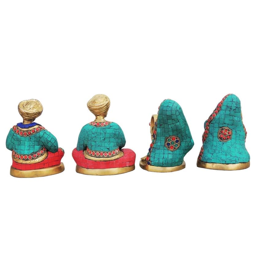 Brass Showpiece Rajasthani Musical Set Of 4 Pieces Statue, Height : 6.3 Inch (BSMAS189) view 3