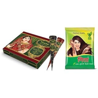 Neeta Mehendi Cone Reddish Brown Colour (Pack of 12PCs) Comes with 100% Natural Mehendi Powder (Color, Brown) (500 g)
