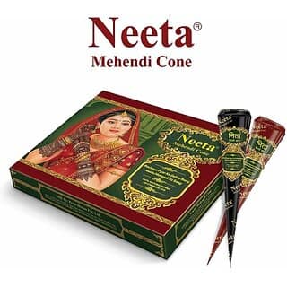 Neeta Mehendi Cone Reddish Brown Colour (Pack of 12PCs) Comes with 100% Natural Mehendi Powder (Color, Brown) (500 g) view 2