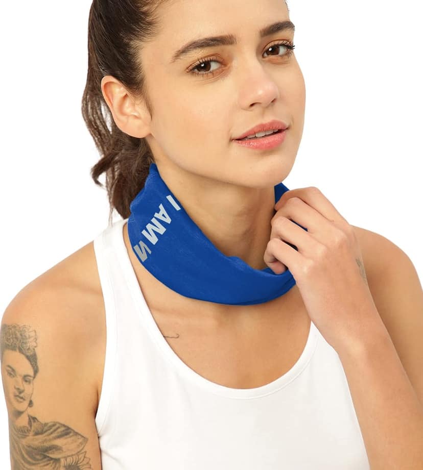 FREECULTR Unisex Bamboo Bandana, Anti Microbial Super Soft & Comfort Fit, Breathable Multipurpose Headband, Face Mask for Dust Protection and Sun - Size Printed Pack of 2-Pilot Blue, Sand view 4