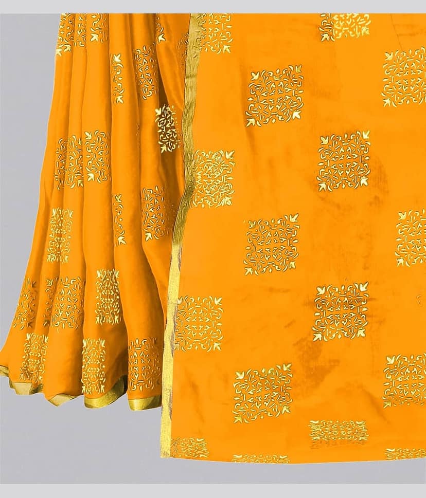 Rhey Chiffon Printed Saree With Unstitched Blouse Piece ( Rama ) view 2