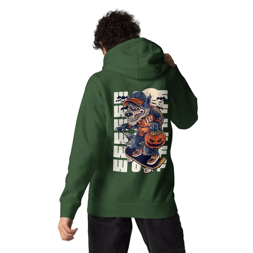 Clothikoo Premium Wolf Printed Edition Hoodie (400 GSM, Bottle Green Colour) view 7