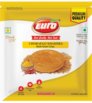 Euro Chorafali Khakhra Multi-Grain Crisps - Premium Quality Ready-to-Eat Snack (Pack of 4)