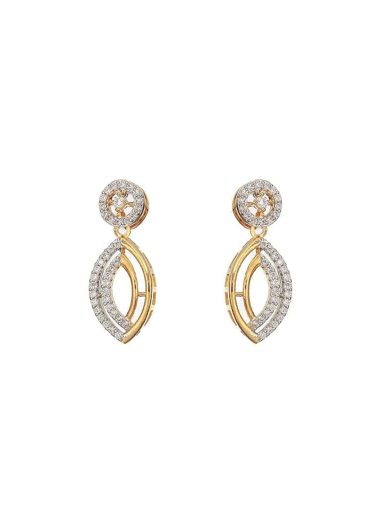 Gold Toned AD Studded Minimal Leaf Design Pendant Jewellery Set view 7