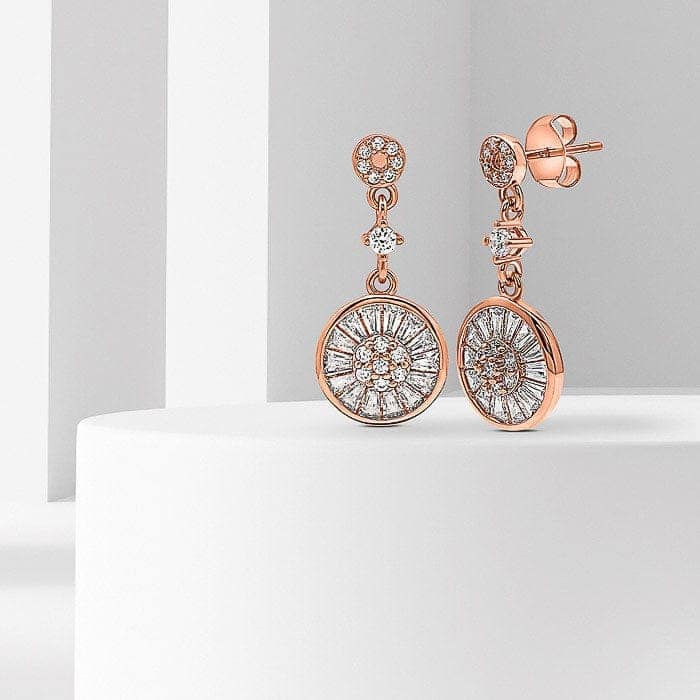 Rose Gold Wheel Dangle Earrings view 3