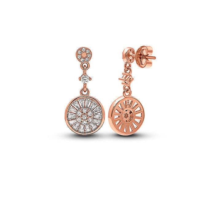 Rose Gold Wheel Dangle Earrings view 5