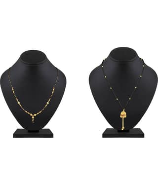 Asmitta Ethnic Black Beaded Gold -toned Combo Set of 2 Mangalsutra for Women