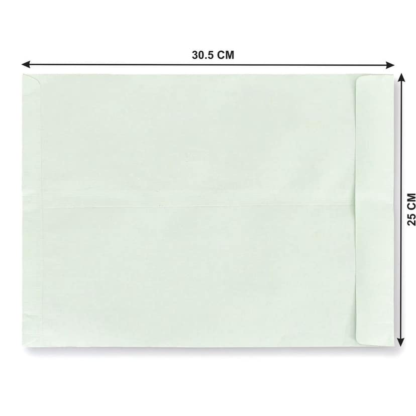 Sagar Mahal 12 x 10 Inch Green Cloth Lined Envelopes - 90 GSM (Regular Quality),Heavy Duty Mailing Covers, 30.5 x 25 cm (Pack of 100 Pcs) view 4